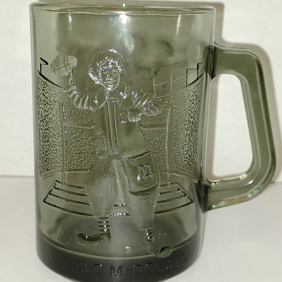 Vintage 1970s McDonald's Smoky Gray Glass Mug Ronald McDonald - Picture 4 of 5